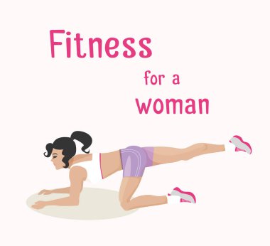 Vektör kız kalça egzersizleri yapıyor, kadın çalışıyor