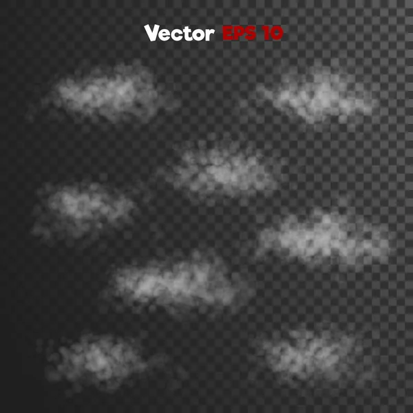 Vector tormenta realista nubes gruesas de vapor, vapor niebla brumosa — Vector de stock