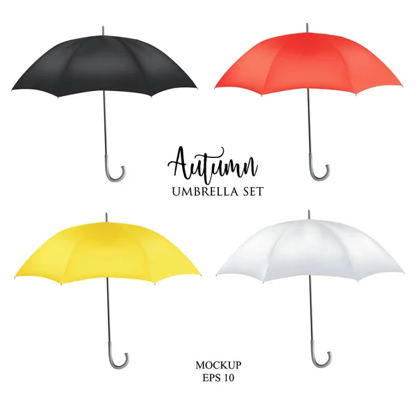 Ombrellone vettoriale, ombrellone pioggia impostato. tondo colorato mock up — Vettoriale Stock