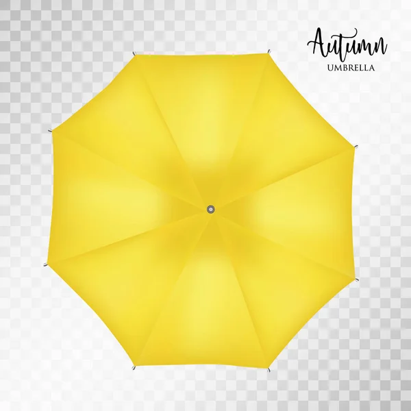 Vector clássico amarelo redondo chuva guarda-chuva vista superior. Fundo transparente — Vetor de Stock