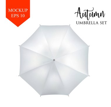 Vector classic white round Rain umbrella top view. isolated background clipart