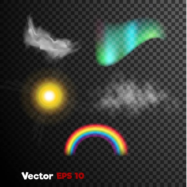 リアルな 3 d ベクトル自然現象を設定。霧、霧、レインボー ライト — ストックベクタ