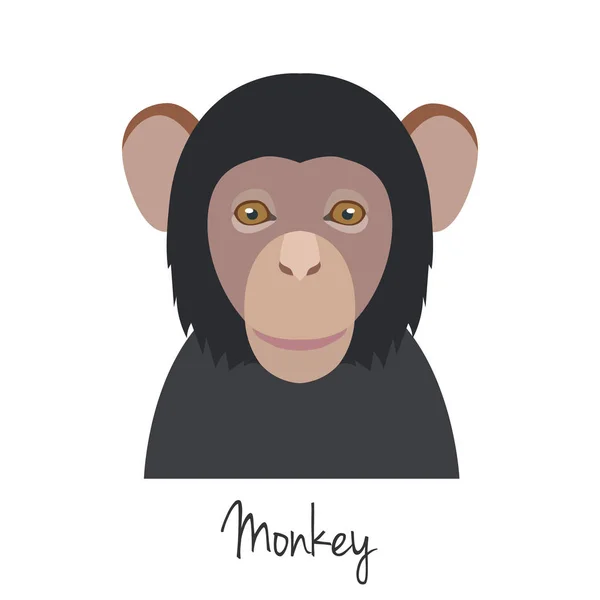 Cabeça de macaco vetorial isolada. Estilo plano, objeto de desenho animado — Vetor de Stock