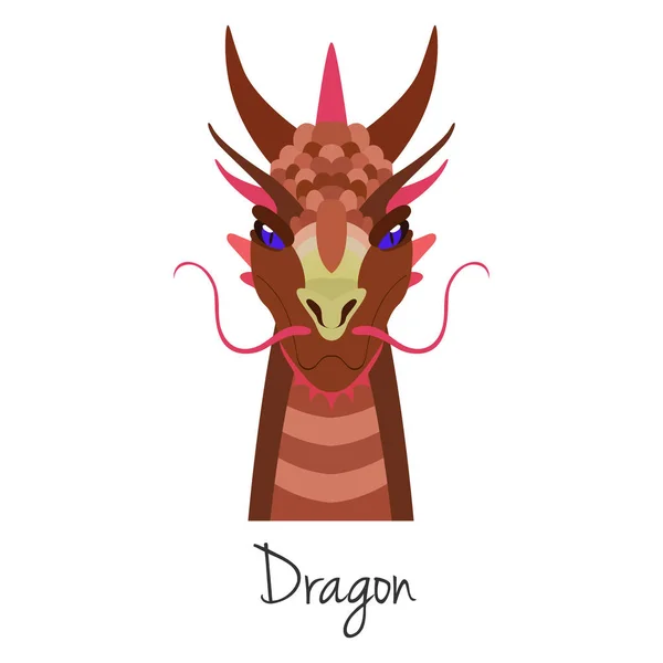 Vector cara de dragón rojo aislado. Animal del símbolo del zodíaco chino — Archivo Imágenes Vectoriales