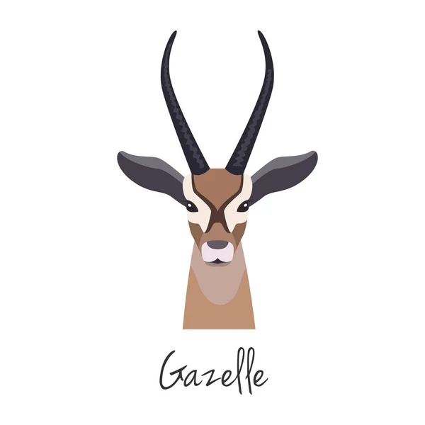 Cabeça de vetor gazela isolada. Estilo plano, objeto de desenho animado — Vetor de Stock
