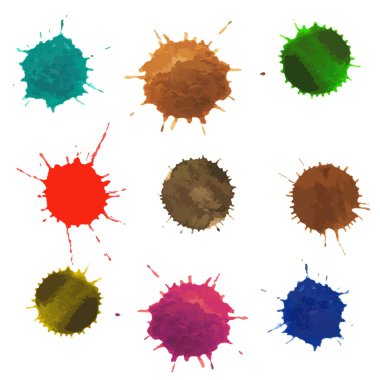 Vektör sulu boya renkli boya izole küme düşer