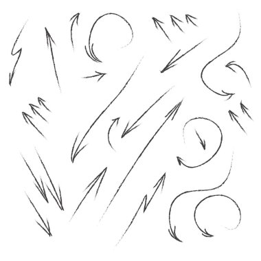 Vektör elle çizilmiş kroki ok toplama izole