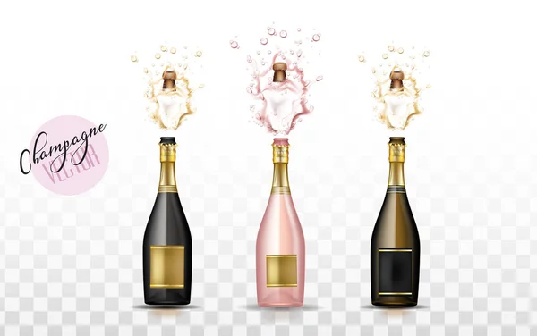 Vector realistische champagne explosie set — Stockvector