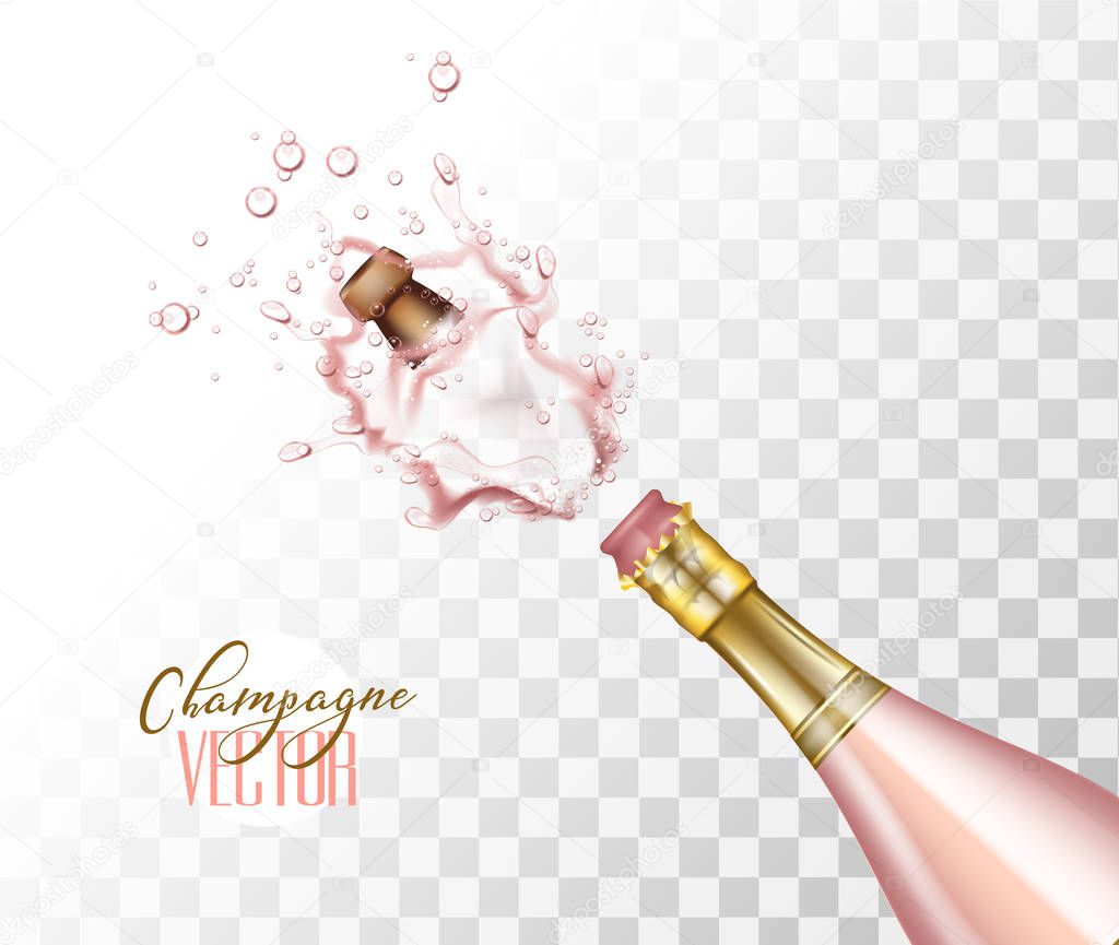 vector realistic pink champagne explosion closeup