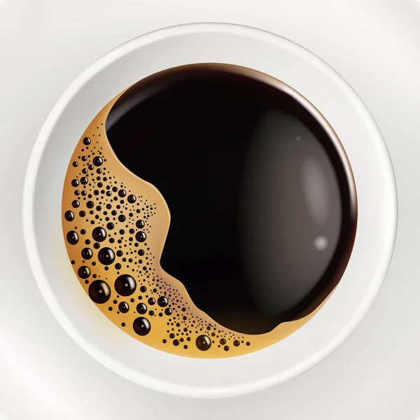 Vector realistic cup of coffee top view closeup