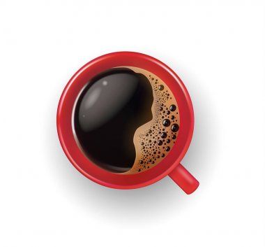 Vektör gerçekçi kupa, fincan kahve Üstten Görünüm