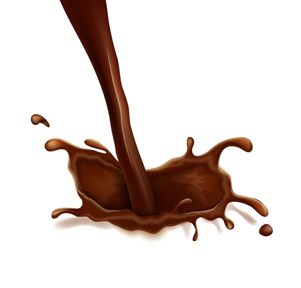 Vecteur réaliste éclaboussure de chocolat, tourbillon liquide — Image vectorielle