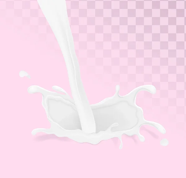 Salpicaduras de leche realistas vectoriales, remolino líquido — Vector de stock