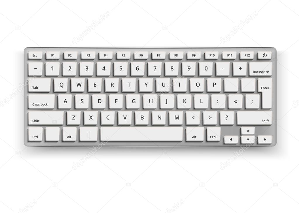 Vector realistic desktop keyboard mockup 3d black