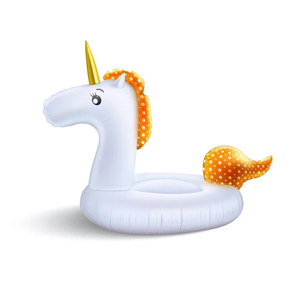 Vector realistische unicorn opblaasbaar zwembad ring — Stockvector