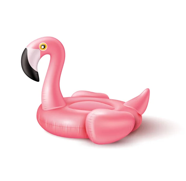 Anel inflável da piscina do flamingo rosa 3d do vetor — Vetor de Stock
