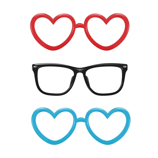Vektor realistické brýle srdce tvar photobooth — Stockový vektor