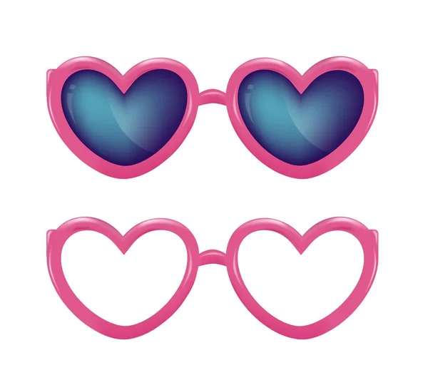 Vector realistic eyeglasses heart shape photobooth — Stock Vector