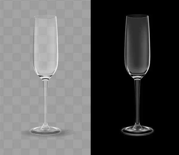 Vector realista copas de champán transparente — Archivo Imágenes Vectoriales
