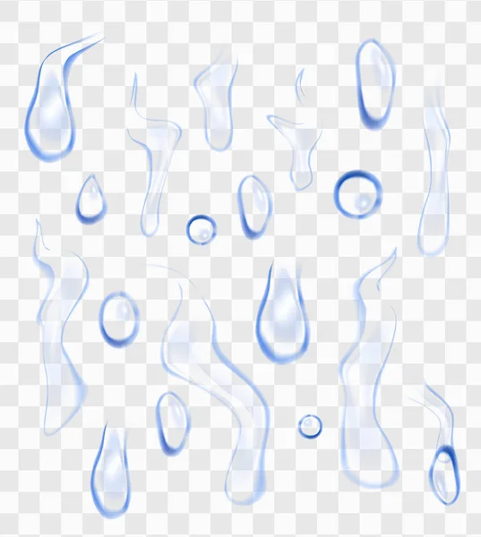 Gotas de agua realistas sobre fondo transparente — Vector de stock