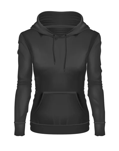 Vector realistic black girl hoodie template mockup — Stock Vector