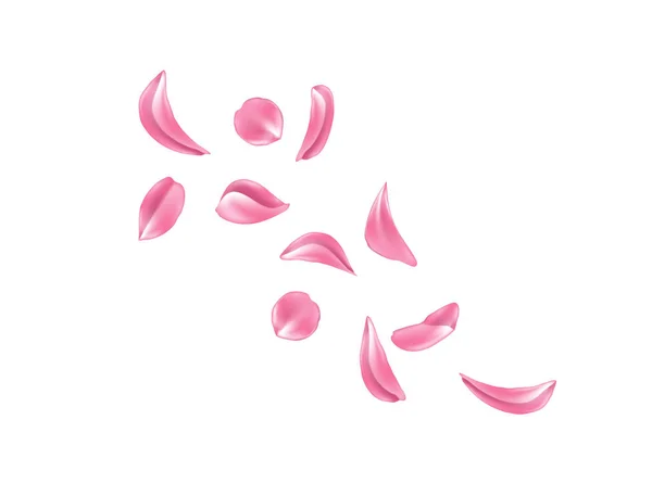 Vector realista rosa, cereza, conjunto de pétalos de sakura — Archivo Imágenes Vectoriales