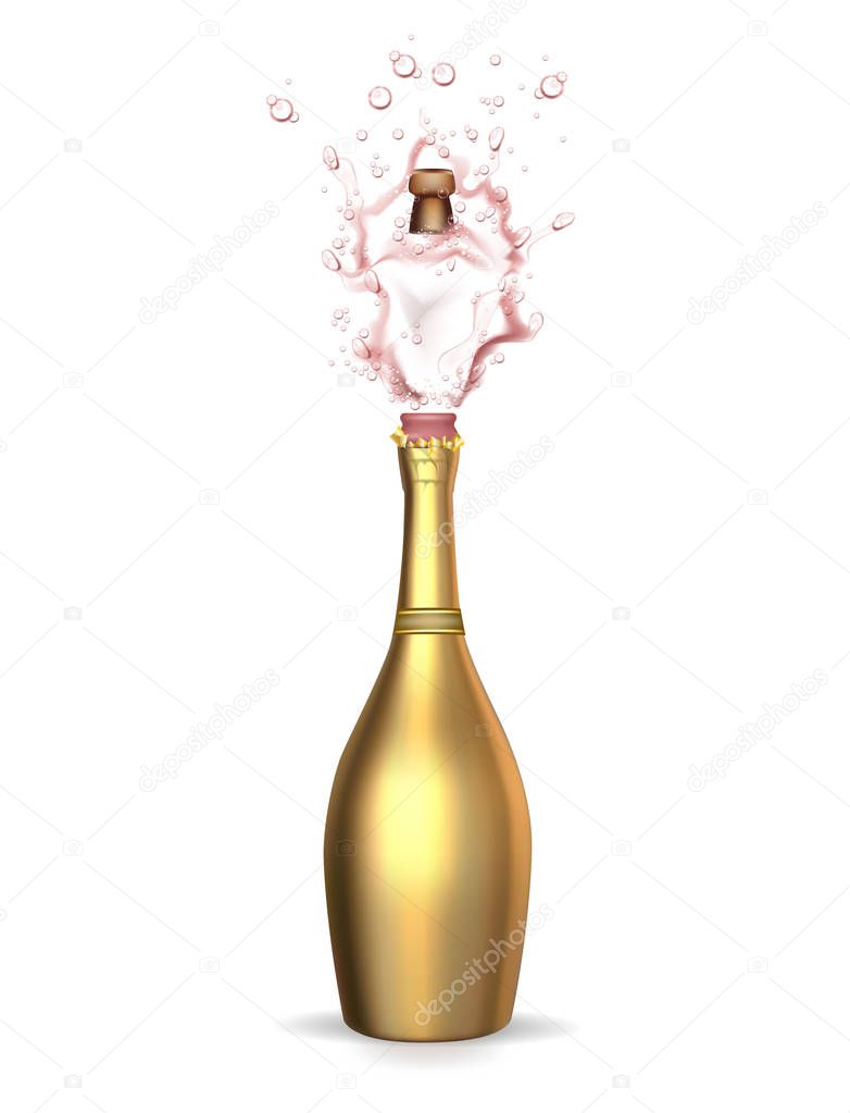 vector realistic golden champagne explosion