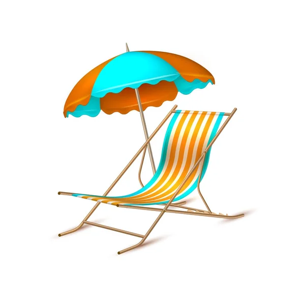 Vecteur vacances d'été réaliste parasol chaise longue — Image vectorielle
