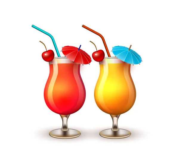 Vettore vacanza estiva realistico bicchiere da cocktail — Vettoriale Stock
