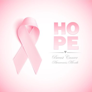 Vektör gerçekçi 3d pembe ipek kurdele meme kanseri