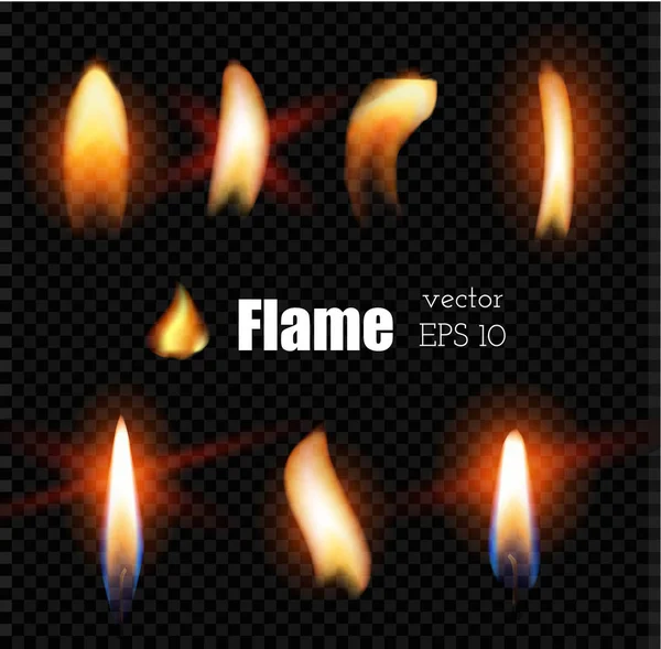 Vector realistic candle fire lighter flame — Stock Vector