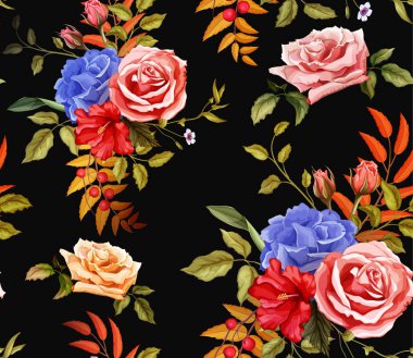 Vektör çiçek hibiscus gül seamless modeli