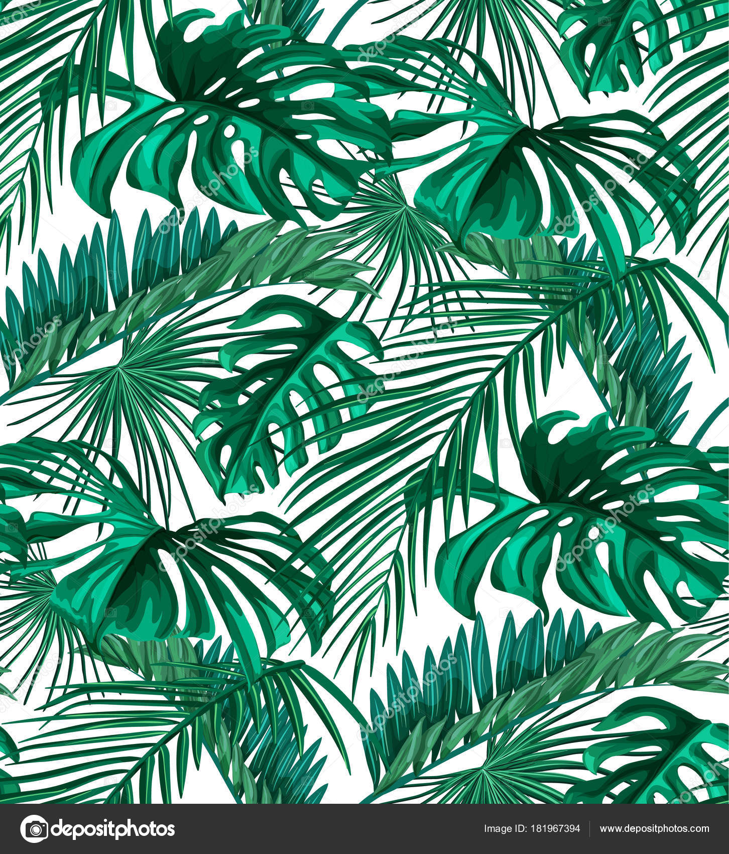 Vector tropical leaves summer seamless pattern Stock Vector Image by ...