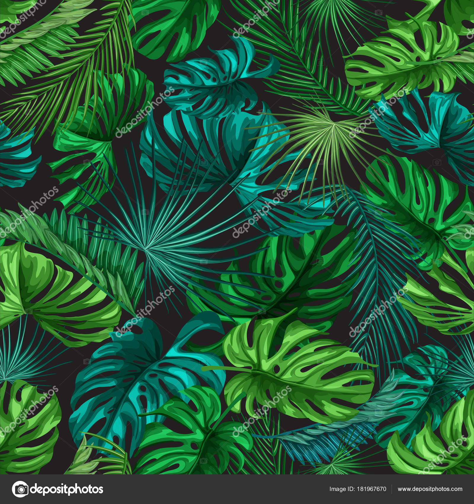 Vector tropical leaves summer seamless pattern Stock Vector by