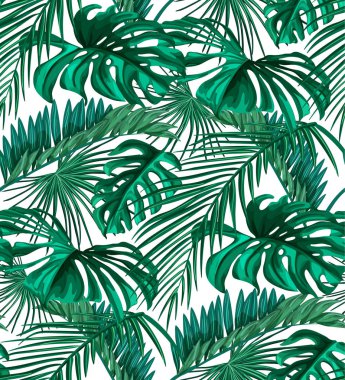 Yaz Dikişsiz desen vektör tropikal yaprak
