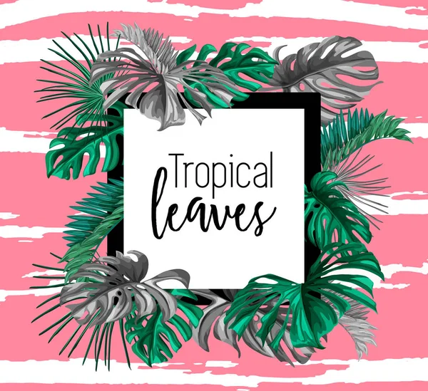 Vektor tropische exotische Blätter Sommer Banner — Stockvektor