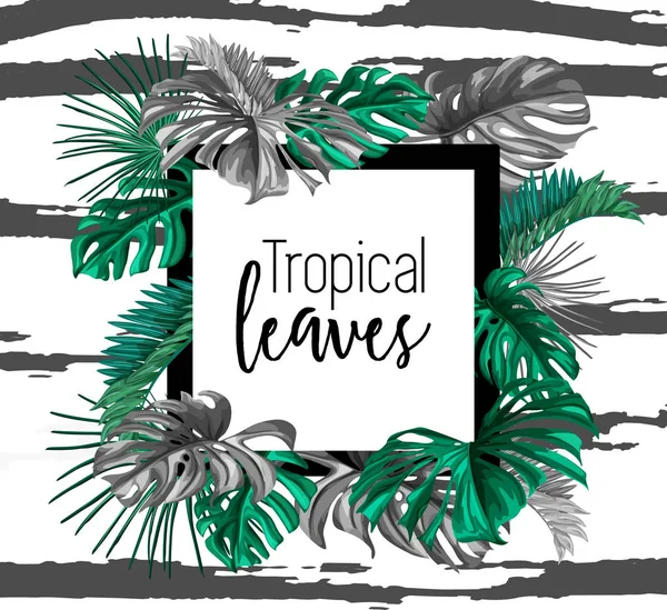 Vektor tropische exotische Blätter Sommer Banner — Stockvektor