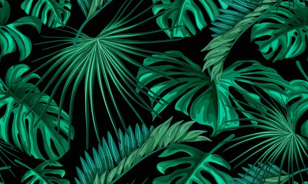 Vector hojas tropicales patrón sin costura de verano — Archivo Imágenes Vectoriales