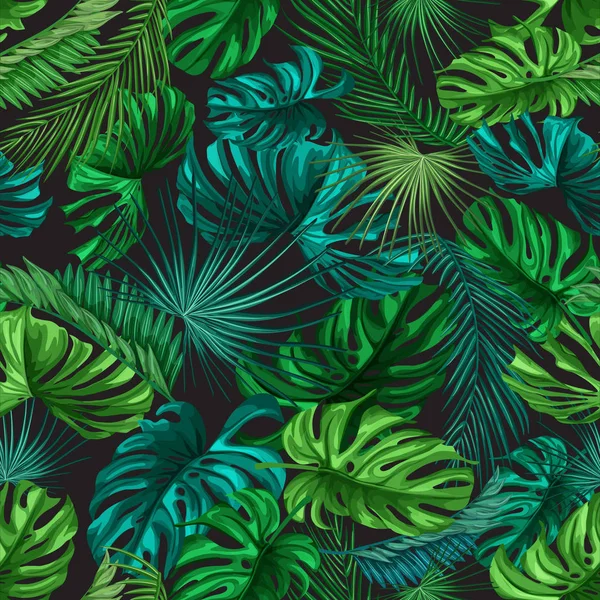 Vecteur feuilles tropicales motif sans couture été — Image vectorielle