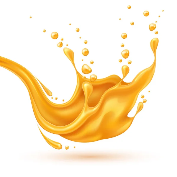 Vector realistic orange pineapple juice splash — Stock Vector