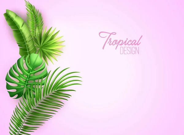 Vector realistic tropical leaves exotic vacation — Stock Vector