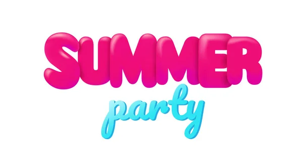 Vector 3d summer party lettering inscription — Stock Vector