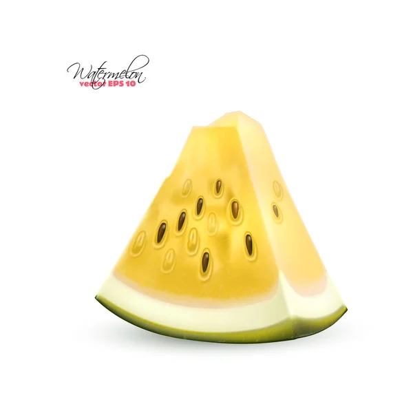 Vektori realistinen keltainen vesimeloni hedelmät 3d viipale — vektorikuva