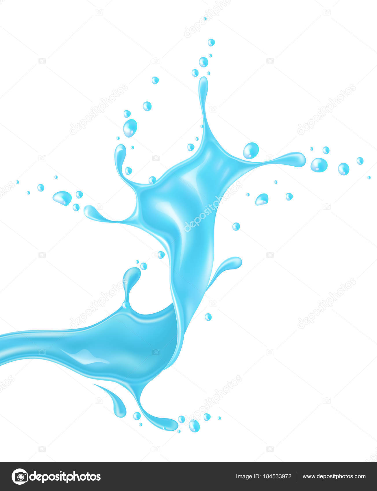 Peinture De Vecteurs Réaliste Bleu Eau Splash Image