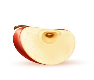 Vektör gerçekçi Kırmızı elma meyve izole 3d dilim