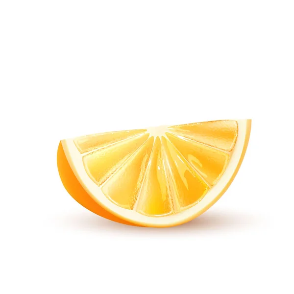 Vettore realistico arancio fetta di frutta 3d isolato — Vettoriale Stock