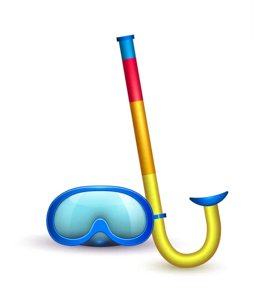 Vector realista de buceo máscara gafas de buceo snorkel — Vector de stock