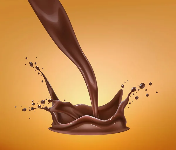 Vecteur réaliste éclaboussure de chocolat, tourbillon liquide — Image vectorielle