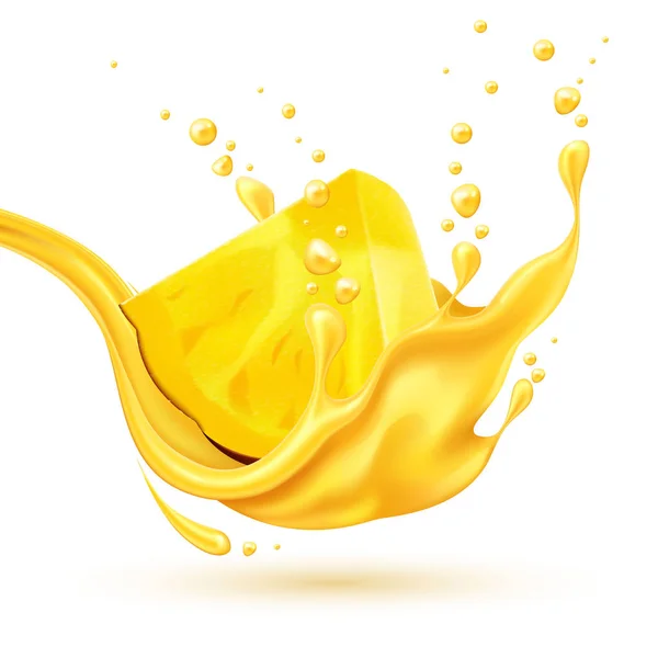 Vector realistische ananas SAP splash segment — Stockvector