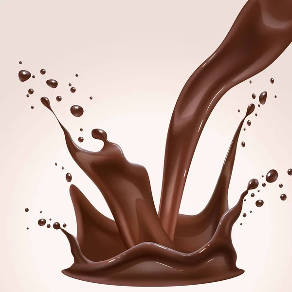 Vector realistische chocolade splash, vloeibare dwarrelen — Stockvector